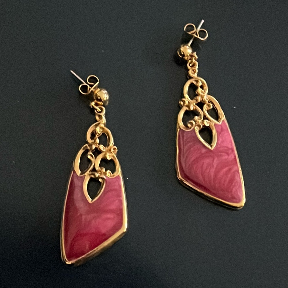 Red & Gold Dangle Earrings